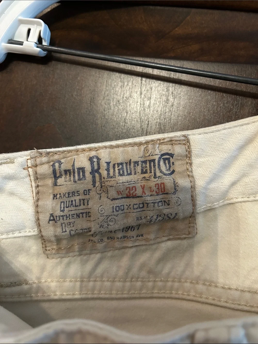 Polo Ralph Lauren Dry Goods Varick Slim Straight 32x30 Ecru Canvas 100% Cotton